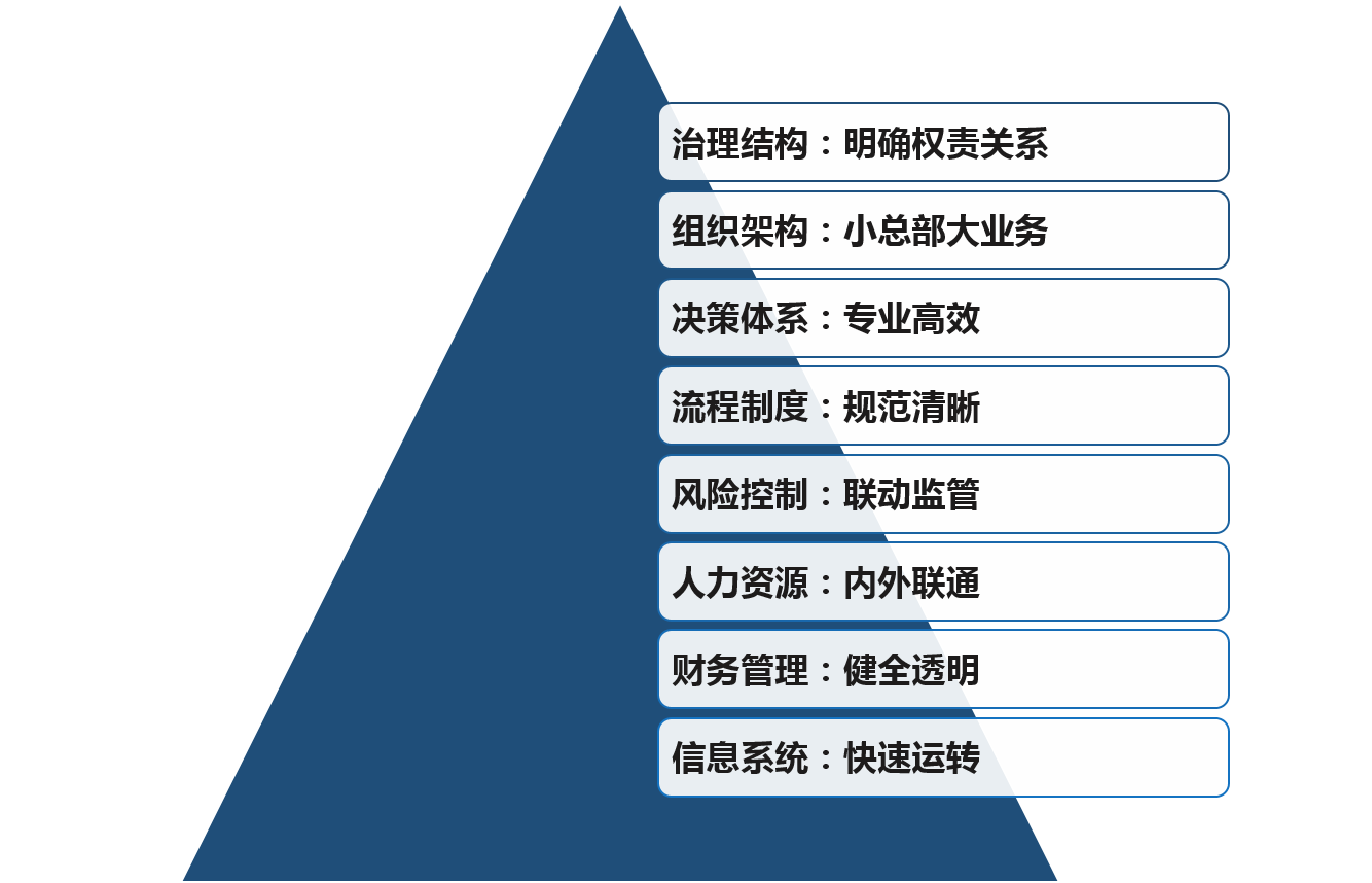 為了對經營發展形成高效支撐和全面保障，實現管理上管好戰略、管好程序和管好風險的目標，國有資本投資、運營公司應從以下幾個方面提升管理能力